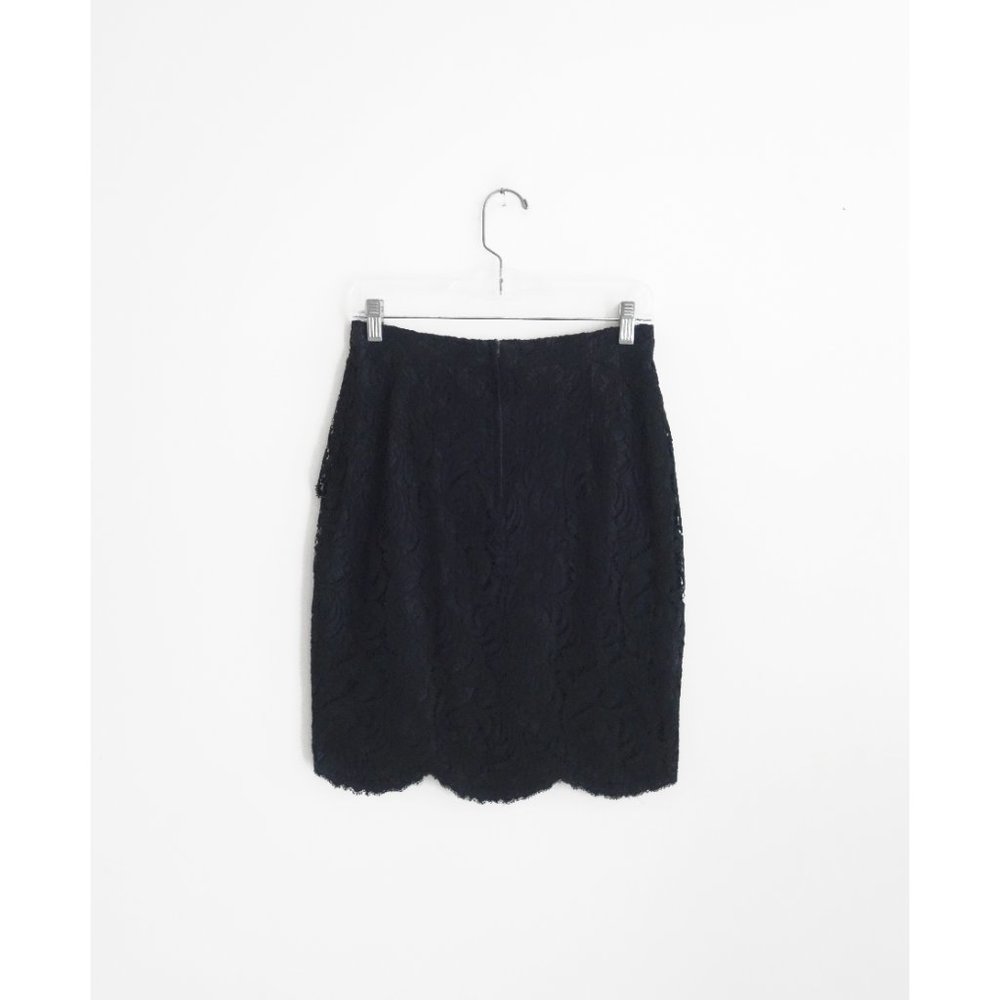 Vintage 80s Lolita Lempicka Black Wool Lace Skirt Suit FR 40 US 6 8 - Picture 5 of 10